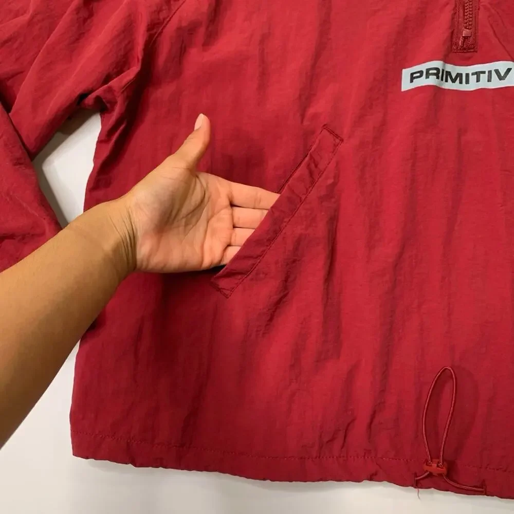 Primitive Skateboarding Jacket Mens Large Rich Red Half Zip Windbreaker Pullover